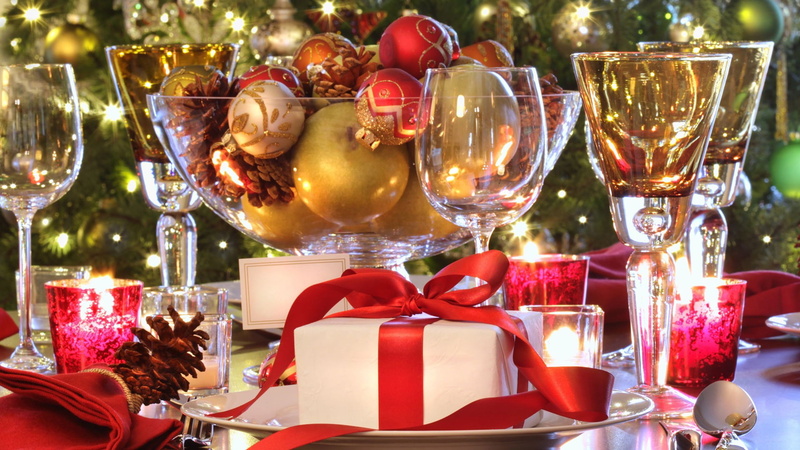 holiday, festive, celebration, no people, ribbon - sewing item, alcohol, drinking glass, food and drink, gold, present, decoration, still life, gift, party