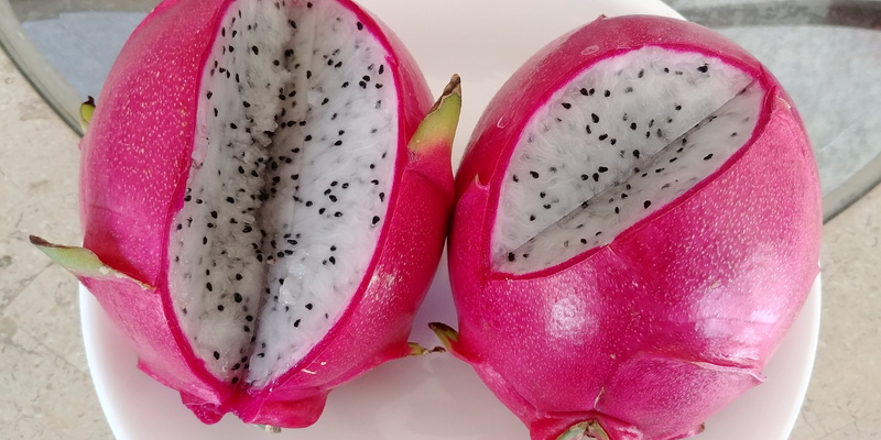 table, still life, healthy eating, 4K, halved, refreshing, cross section, freshness, vegetarian food, seeds, dragonfruit, red, juicy, focus on foreground