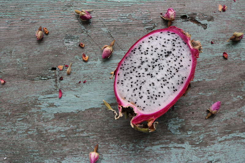 healthy eating, ripe, backgrounds, juicy, table, food and drink, fruit, fresh, tropical, pitaya, freshness, red, sweet, pink, nature, high angle view, close-up