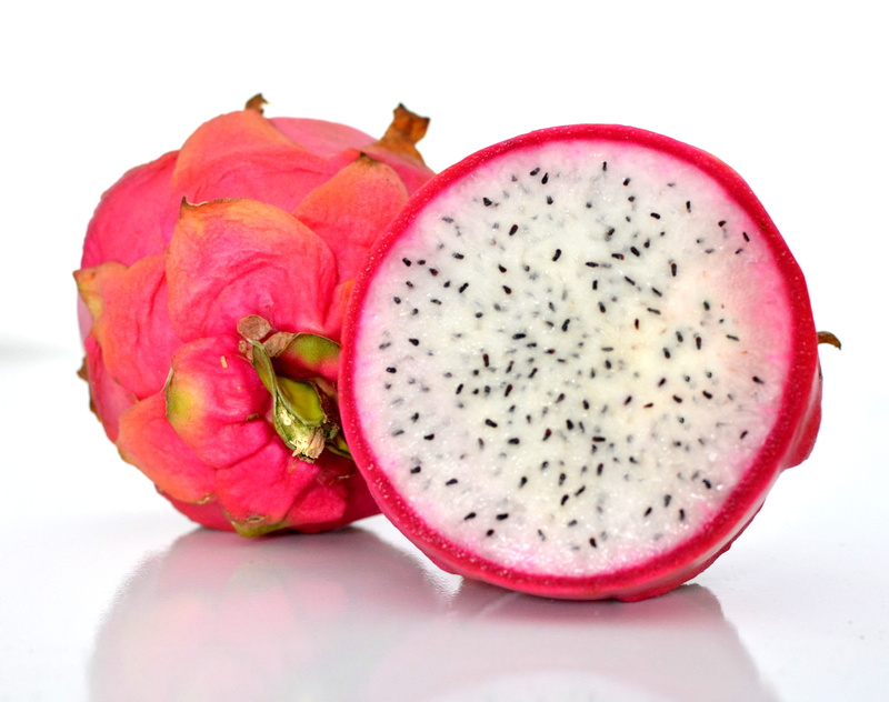 tropical, food, indoors, white background, food and drink, fruit, ripe, pitaya, slice, healthy eating, 4K, antioxidant, pink color, dragon, passion fruit