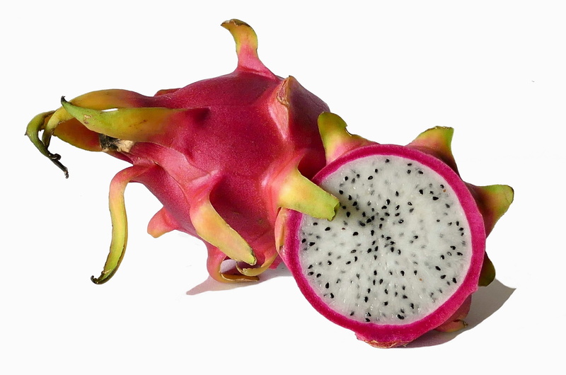 cross section, still life, white background, dragon, red, pitaya, cut out, south, wellbeing, freshness, seed, pink color, food and drink, food, fruit, studio shot