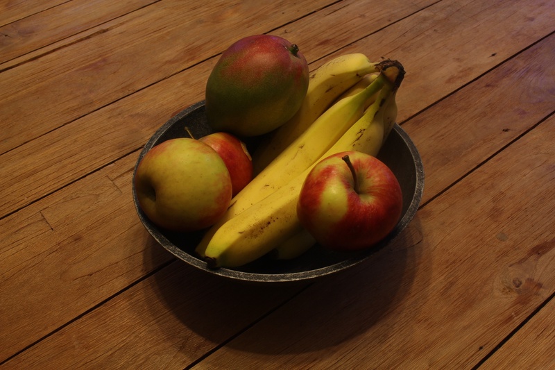 vitaminhaltig, wood, fruity, bless you, nutrition, apple, vitamins, banana, still life, no people, group of objects, fruits, healthy, freshness, high angle view