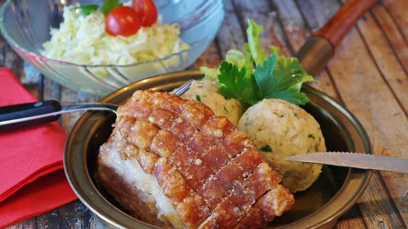potato, fry, bavarian, stainless, bread dumplings, healthy eating, bowl, ready-to-eat, oven, crockery, stove, crust, grilled, skin, crust roast, meat, fried