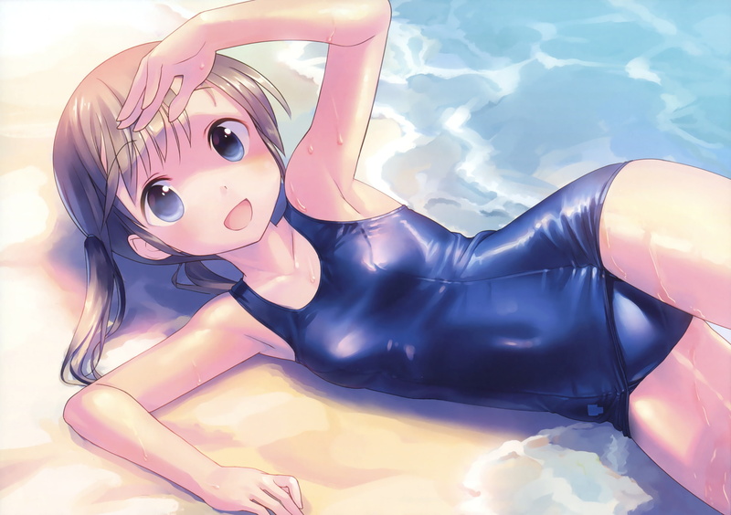 loli, takoyaki, blue, com, (roast), wet, original, swimsuit, 250310, school, eyes, scan, hair, brown, konachan, water, short, 2K