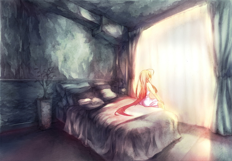 bed, hair, original, long, 720P, mamuru