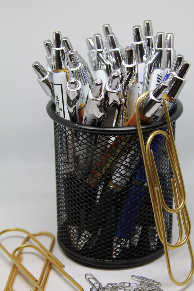 no people, office supplies, office accessories, office, electrical equipment, metal, container, studio shot, 5K, choice, connection, focus on foreground