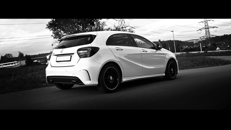 door, mode of transportation, reflection, car, motor vehicle, motion, Sport Edition, white, Mercedes  A-Class, on the move, hatchback, nature, road, sports car