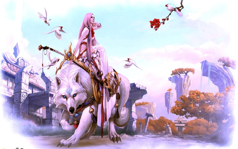 1080P, 3d and abstract, sword, wolf, princess, day
