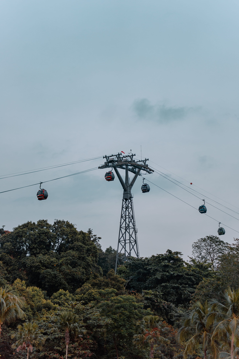 car, no people, nature, growth, transportation, cable, plant, destination, 5K, connection, asia, cloud - sky, outdoors, electricity, cable car, low angle view