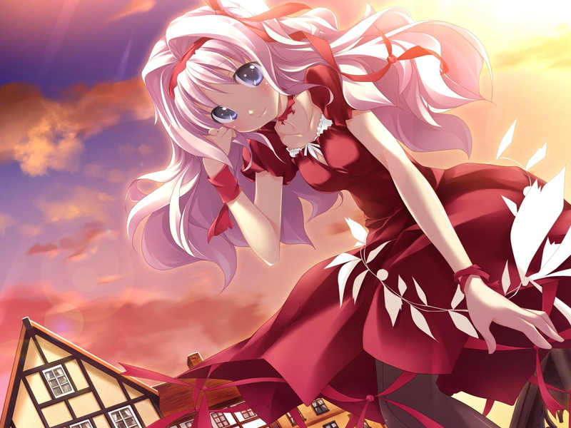 lady, 1080P, red, dress, cute, girl, game