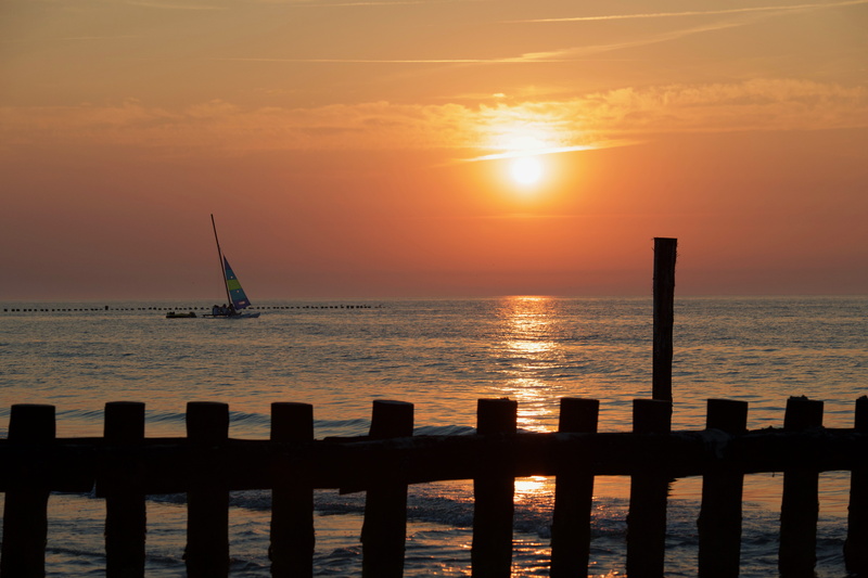 scenics - nature, sunlight, sky, idyllic, nordsee, nature, horizon over water, no people, non-urban scene, sunset, horizon, sun, 8K, sea, wangerooge, water