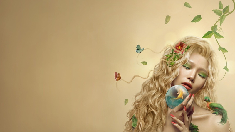 abstracto, Flores, Mujer, 2K, arte