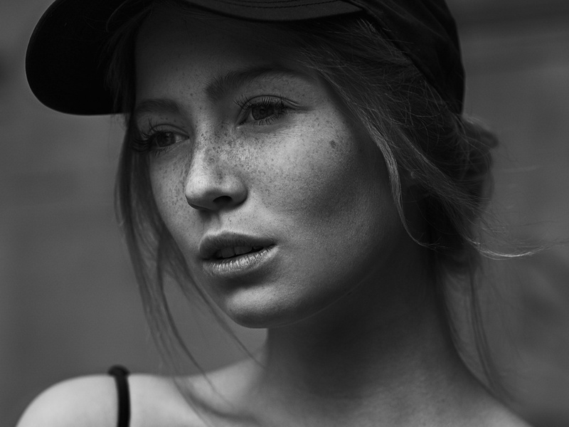 depth of field, portrait, freckles, Martin Strauss, 720P, baseball caps, women