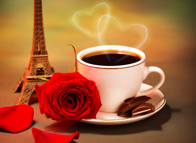 nature, romance, crockery, table, 2K, slices, scented, figurine, eiffel, rose - flower, petals, refreshment, flowering plant, flower, backgrounds, ceramic