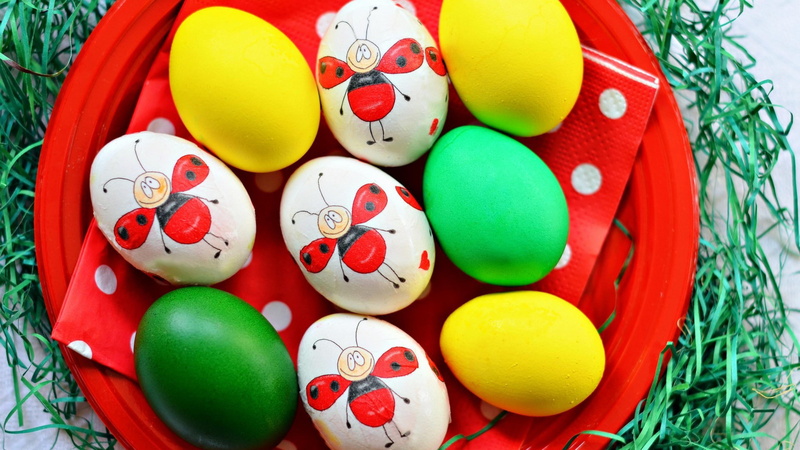 art, 4K, decoration, plat, still life, high angle view, art and craft, red, celebration, directly above, multi colored, festival, easter eggs, easter egg