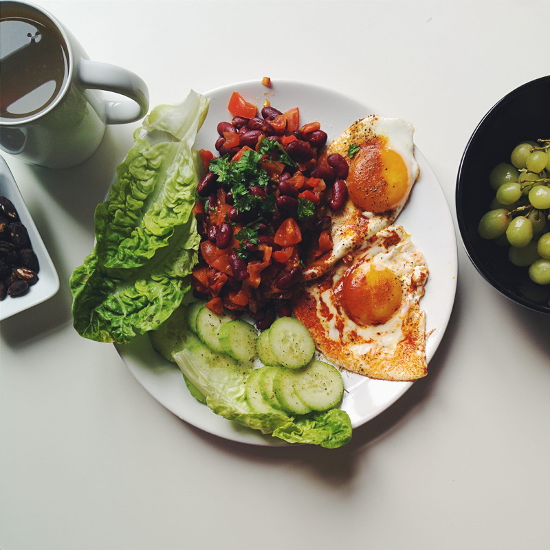 healthy Eating, food, eggs, indoors, fruit, egg, serving size, gourmet, meal, beans, vegetables, Proper, vegetable, table, lunch, paleo, top view, dinner