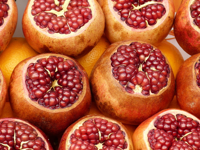 healthy, healthy eating, istanbul, peeled, group of objects, indoors, pomegranate, group, 4K, high angle view, orange, full frame, wellbeing, fruits, market