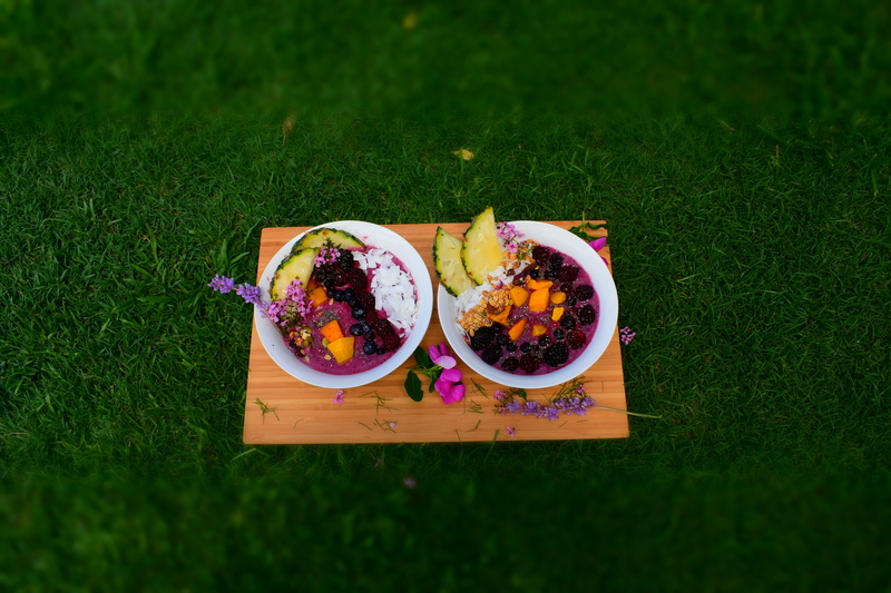 high angle view, acai bowl, container, growth, day, food photography, food, colour, ready-to-eat, outdoors, field, 5K, no people, food and drink, pinapple