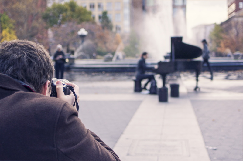 sitting, architecture, 4K, day, city, lifestyles, taking, incidental people, piano, focus on foreground, piano player, picture, men, people, photographing