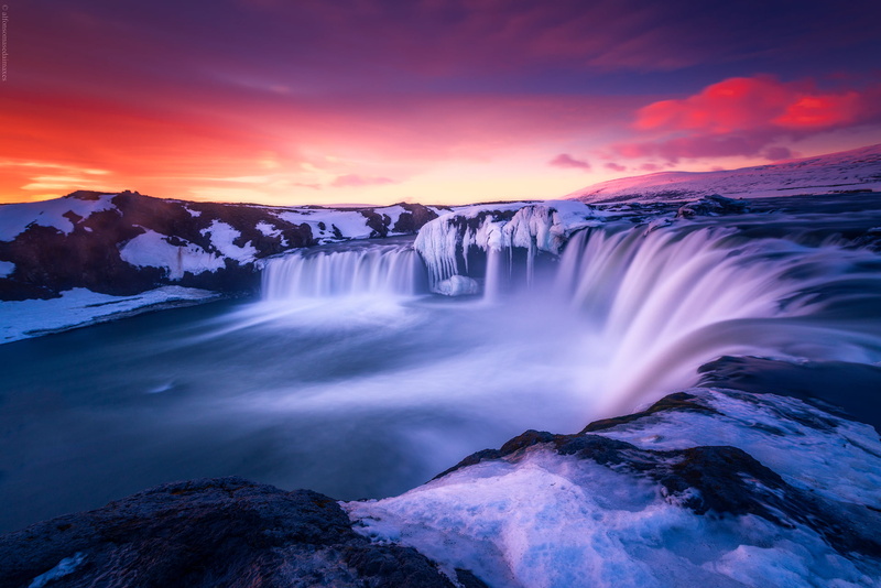 720P, sunset, mountain, nature, water, falls, beauty In Nature, outdoors, scenics, landscape, waterfall, river