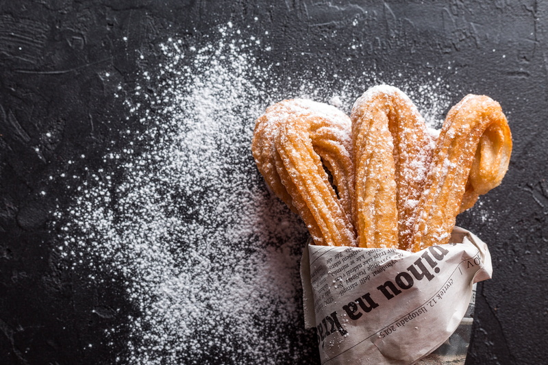 flour, sweet Food, food And Drink, baked, temptation, snack, dessert, churro, bakery, powdered sugar, close-up, cookie, heap, wood - Material, freshness