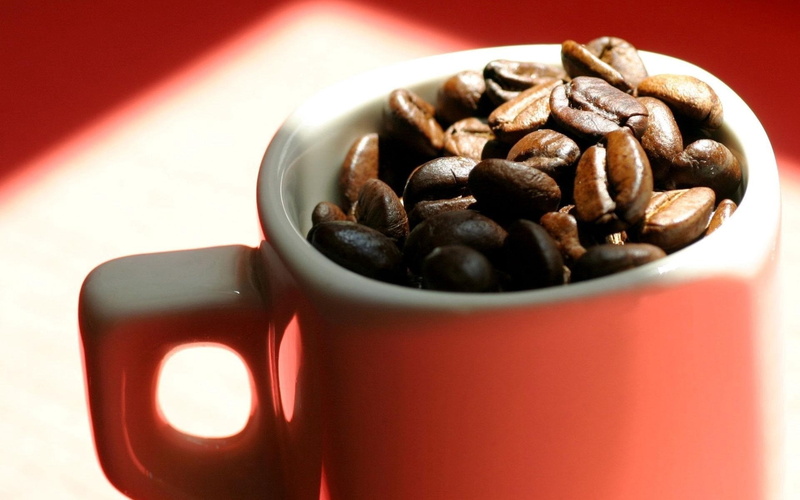 1080P, shadow, coffee beans, cup, coffee, red
