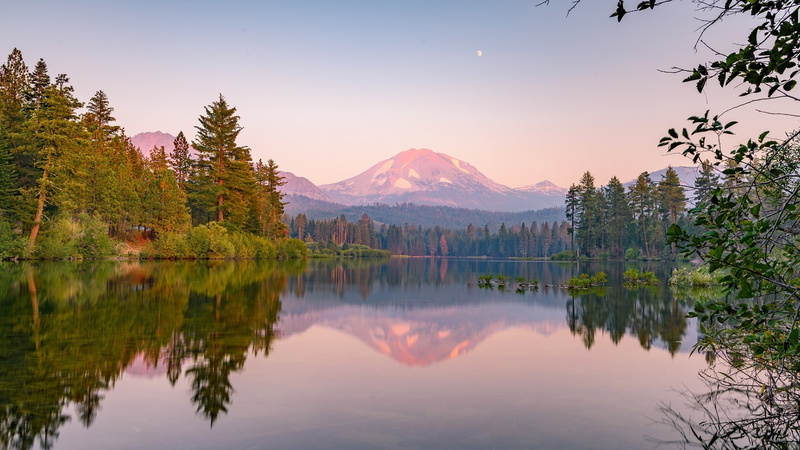 lake, national park, loch, california, mountain lake, 1080P, america, wilderness, usa, manzanita lake, cascade mountains, mountain, lassen volcanic national park