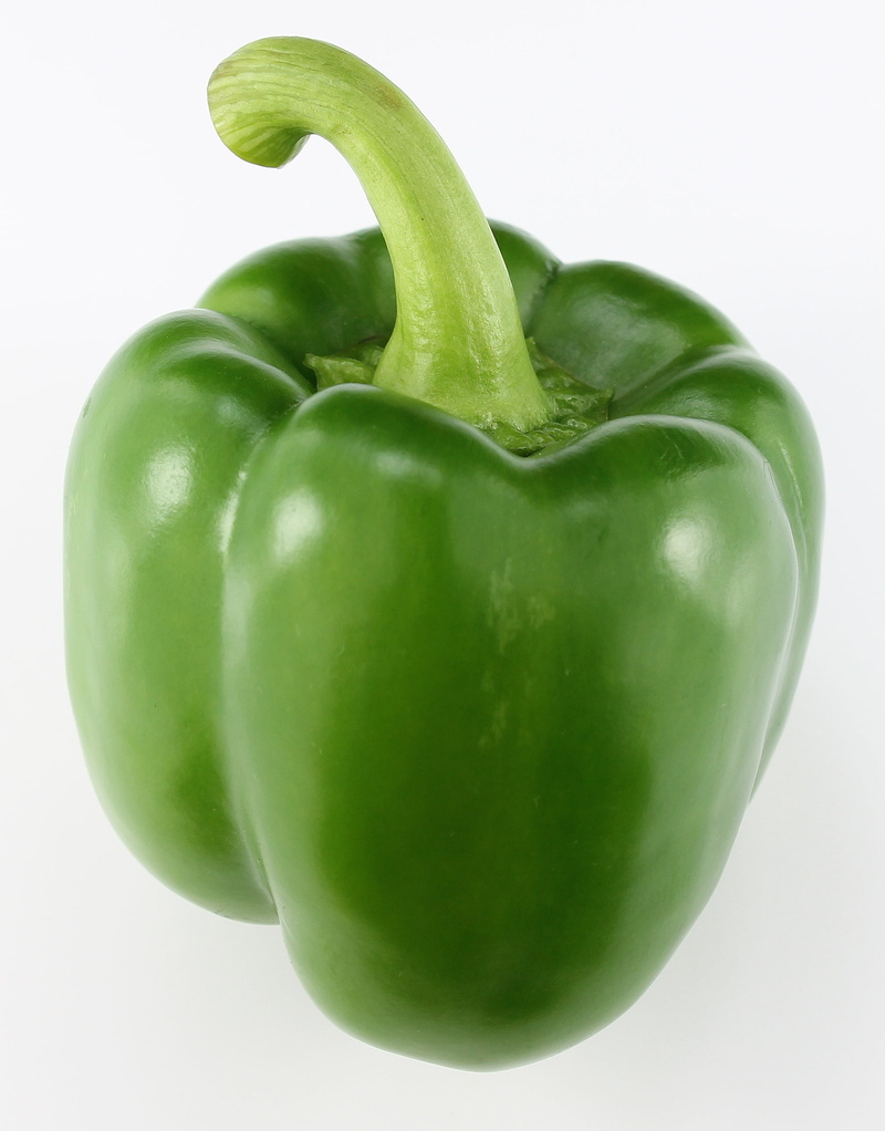 indoors, food, bell, sweet peppers, studio shot, vegetarian, close-up, 2K, green bell pepper, vegetables, single object, food and drink, white background
