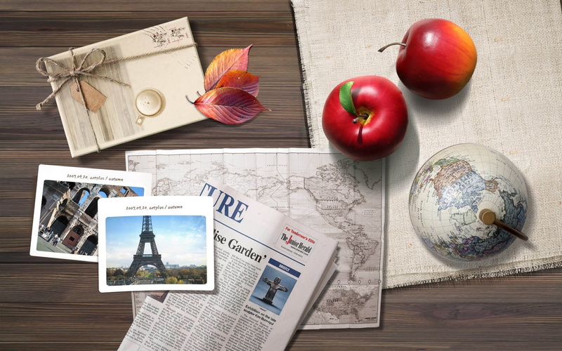 high angle view, publication, apple - fruit, drawings, book, healthy eating, food, indoors, fruit, no People, backgrounds, directly above, apple, business