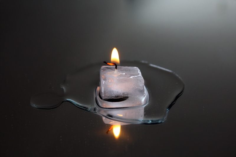 2K, water, candles, ice cubes