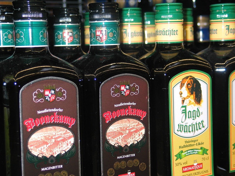 schwips, bar - drink establishment, brandy, drink, label, non-western script, glass bottles, celebrate, close-up, bottles, shot glass, alcoholic beverage