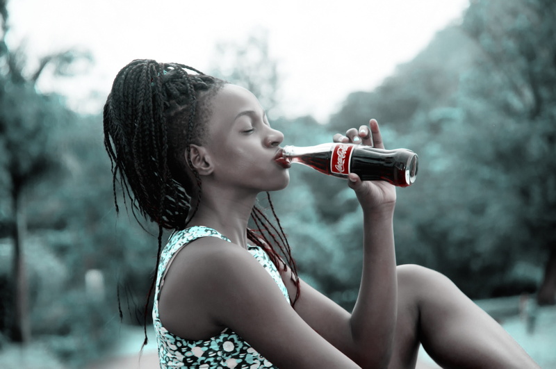 one person, fresh, focus on foreground, carbonated, day, outdoors, hair, nature, headshot, portrait, soda, tree, drinking, drink, women, young adult, refreshment