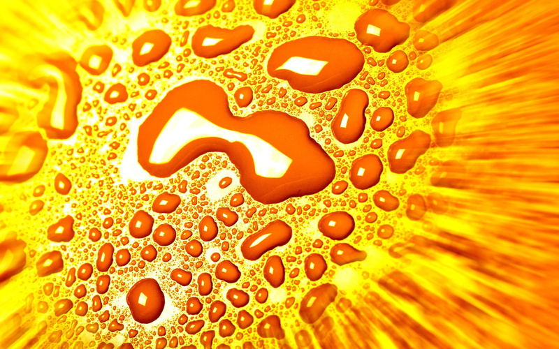macro, purity, water, drops, orange, yellow, indoors, pattern, selective focus, carbonated, bright, full frame, abstract, orange Color, design