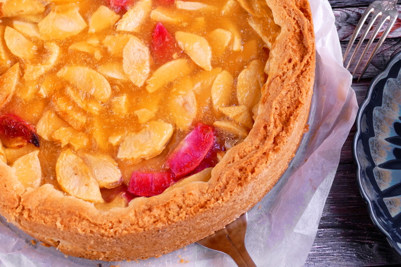 food, high angle view, yellow, bake, fruit, baked, food and drink, sweet pie, pink, close-up, unhealthy eating, fruitcake, freshness, no people, tart - dessert