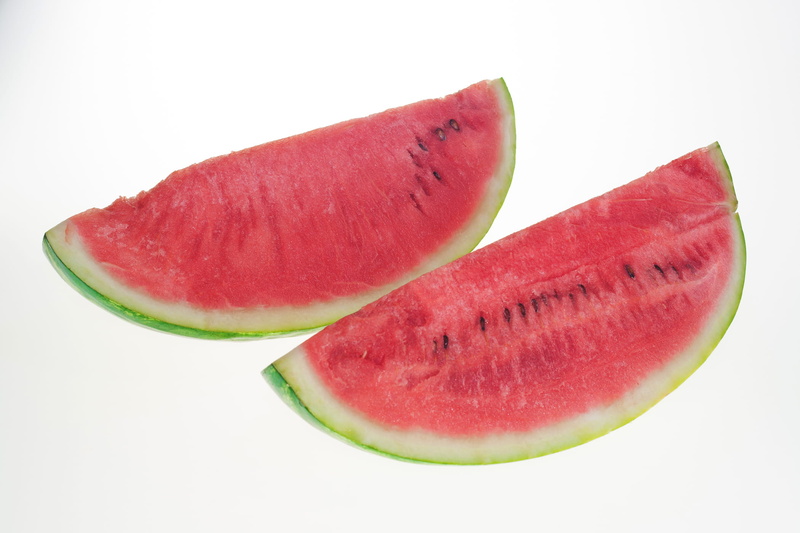 watermelon, healthy, ripe, studio, white, freshness, vitamin, isolated, chopped, cut out, group of objects, slice, health, dieting, refreshment, small group of objects