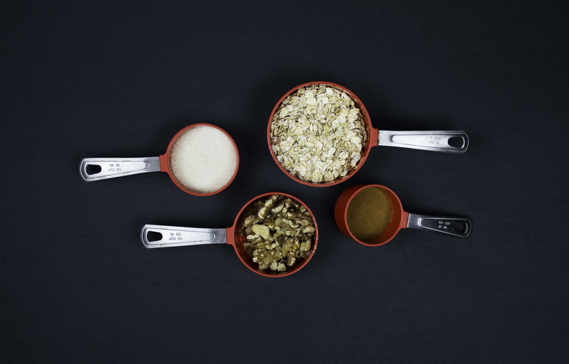 kitchen utensil, food, refreshment, spoon, ingredient, oatmeal, herb, bowl, red, still life, kitchen tool, size, drink, table, salt, eating utensil, indoors