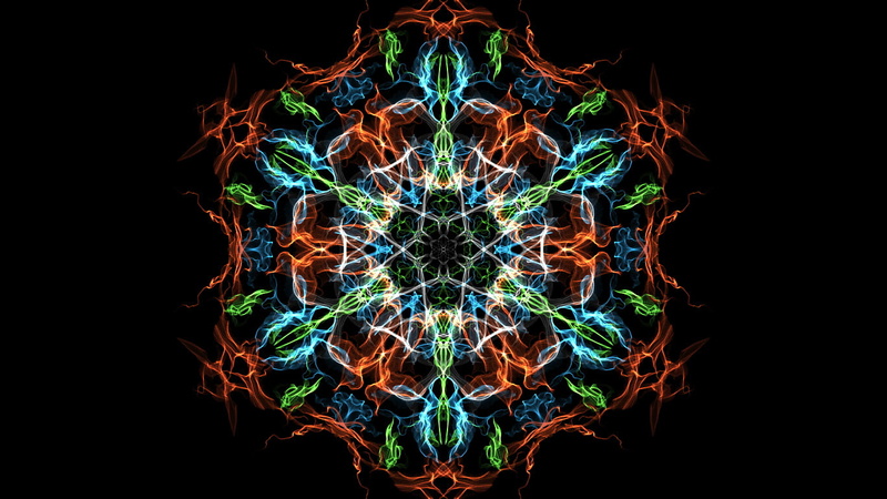 indoors, black background, technology, close-up, 720P, illuminated, healthcare and medicine, multi colored, symmetry, kaleidoscope weavesilk_com, no people