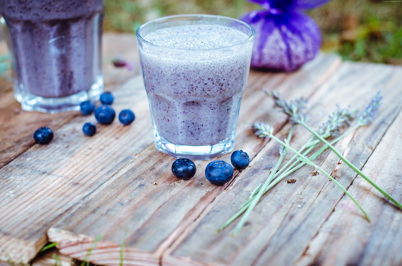 blueberries, smoothie, lavender, 4K