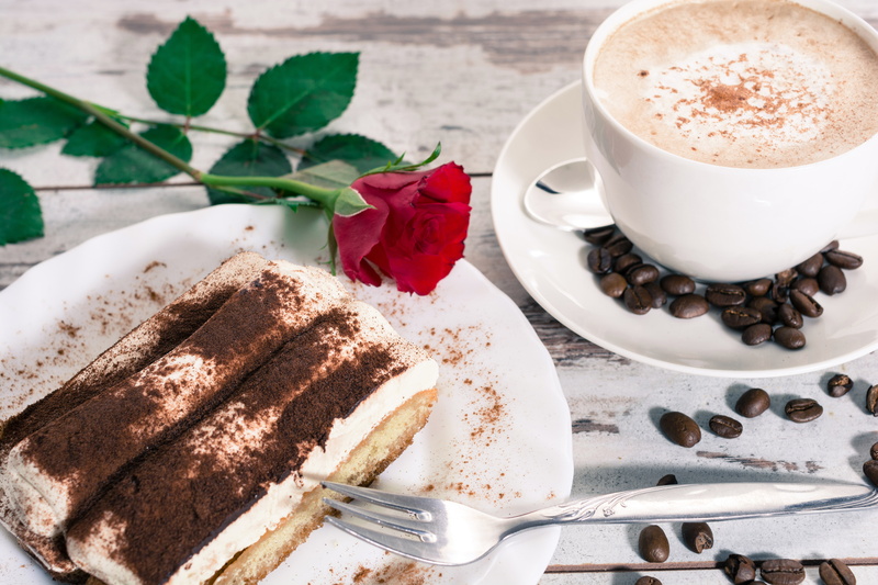 cream, 5K, coffee, cake, rose, tiramisu, dessert, sweet