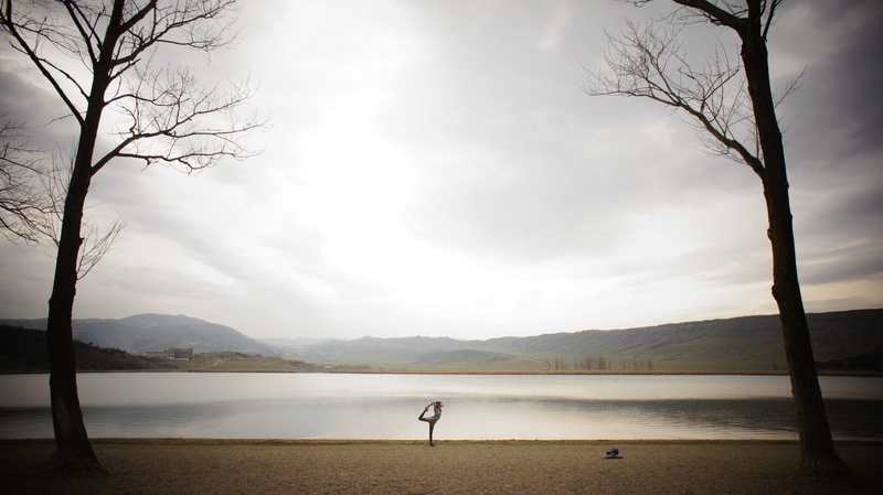 activities, bare tree, tbilisi, one person, tree, trees, tranquil scene, cloud - sky, genacvale, water, mountain, beauty in nature, activity, branch, plant