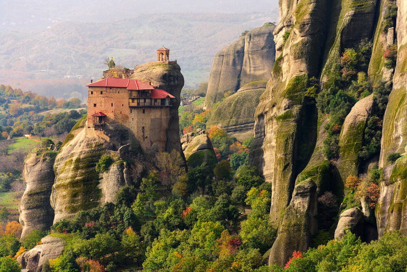 built structure, autumn, travel Destinations, hill, cultures, tranquility, history, day, the monastery complex, old, tranquil scene, tourism, asia, outdoors