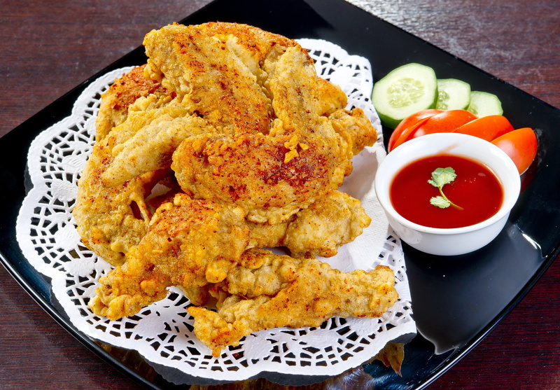 crockery, black, black background, 4K, for gourmets, close-up, japanese food, korean food, chicken wings, wellbeing, food, high angle view, still life