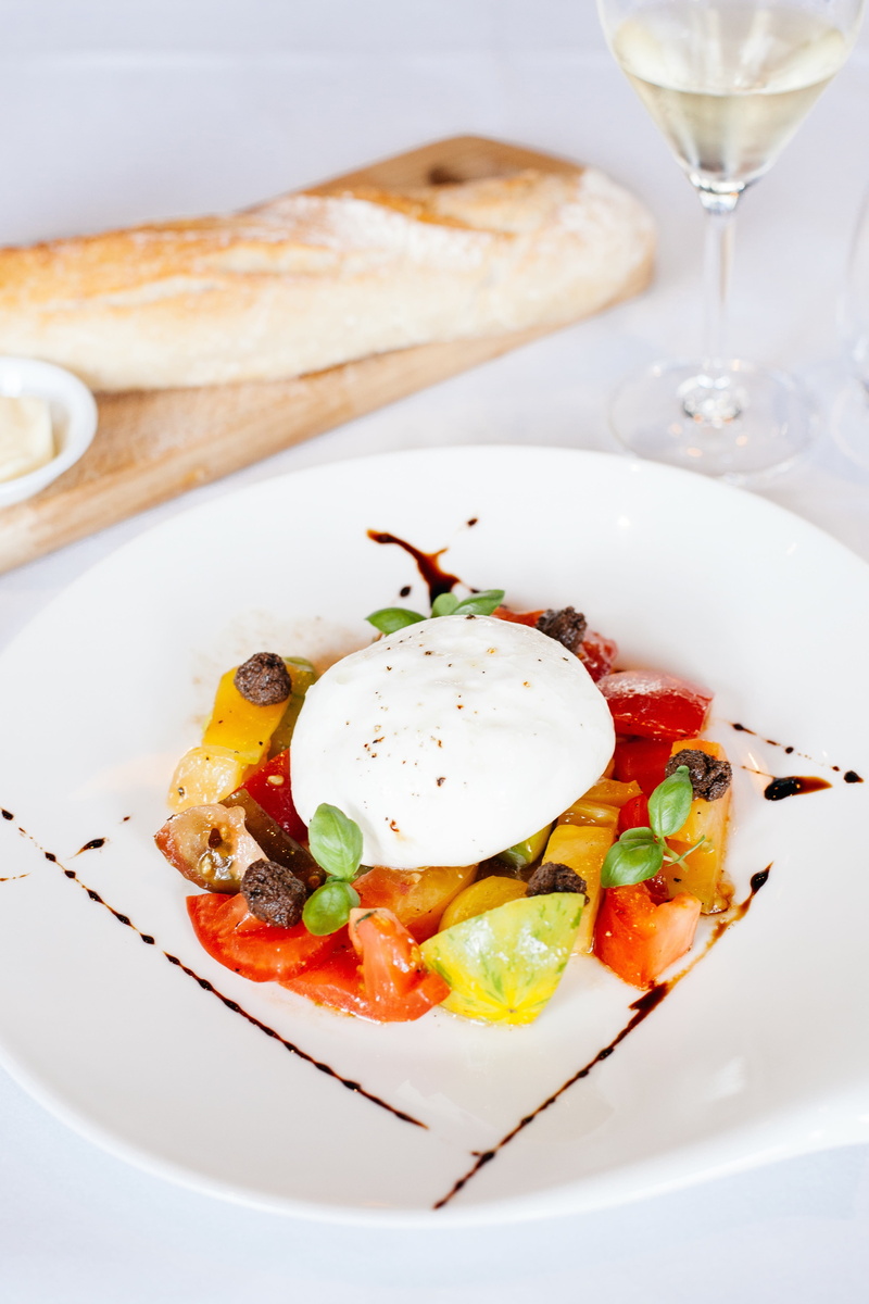 no people, basil, italian, healthy eating, dish, mediterranean, mozzarella, close-up, cheese, temptation, indulgence, high angle view, meal, lunch, garnish