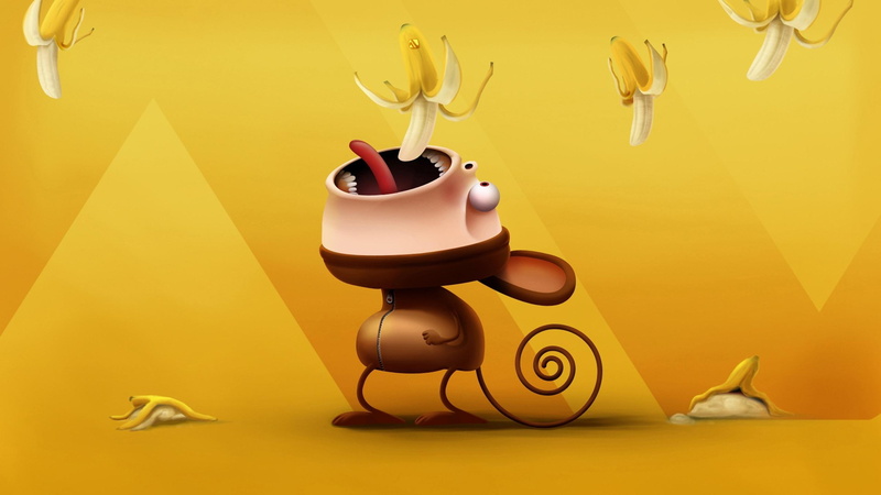 hungry, animals, designs, monkeys, 2K, funny