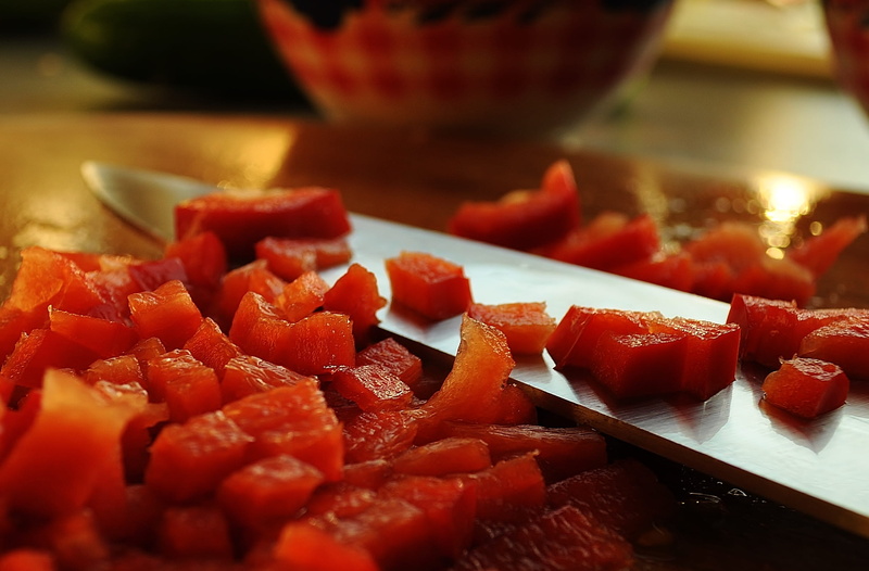 chef, no people, meat, table, tray, still life, wellbeing, slice, cut, freshness, capsicum, tomato, vegetarian, ready-to-eat, close-up, red, plate, food
