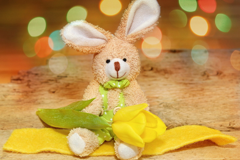 figure, tulip, animal representation, animal themes, springtime, decoration, cute, bunny, stuff, yellow, soft, holiday - event, animal, mammal, representation