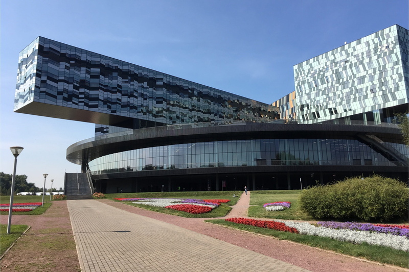 tree, no people, 2K, building, day, office, plant, transportation, russia, sky, footpath, hi-tech, modern, glass - material, office building exterior