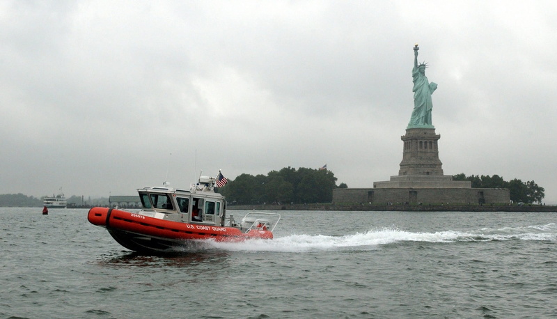 Crew, emergency, day, craft, architecture, tourism, fast, 1080P, transportation, Fast, statue of liberty, response boat, travel, mission, motion, Water