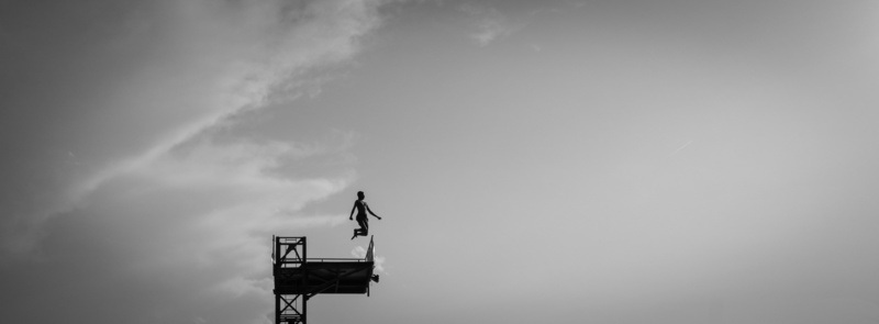 Sport, White, Jump, Black and White, 4K, Black, Pool