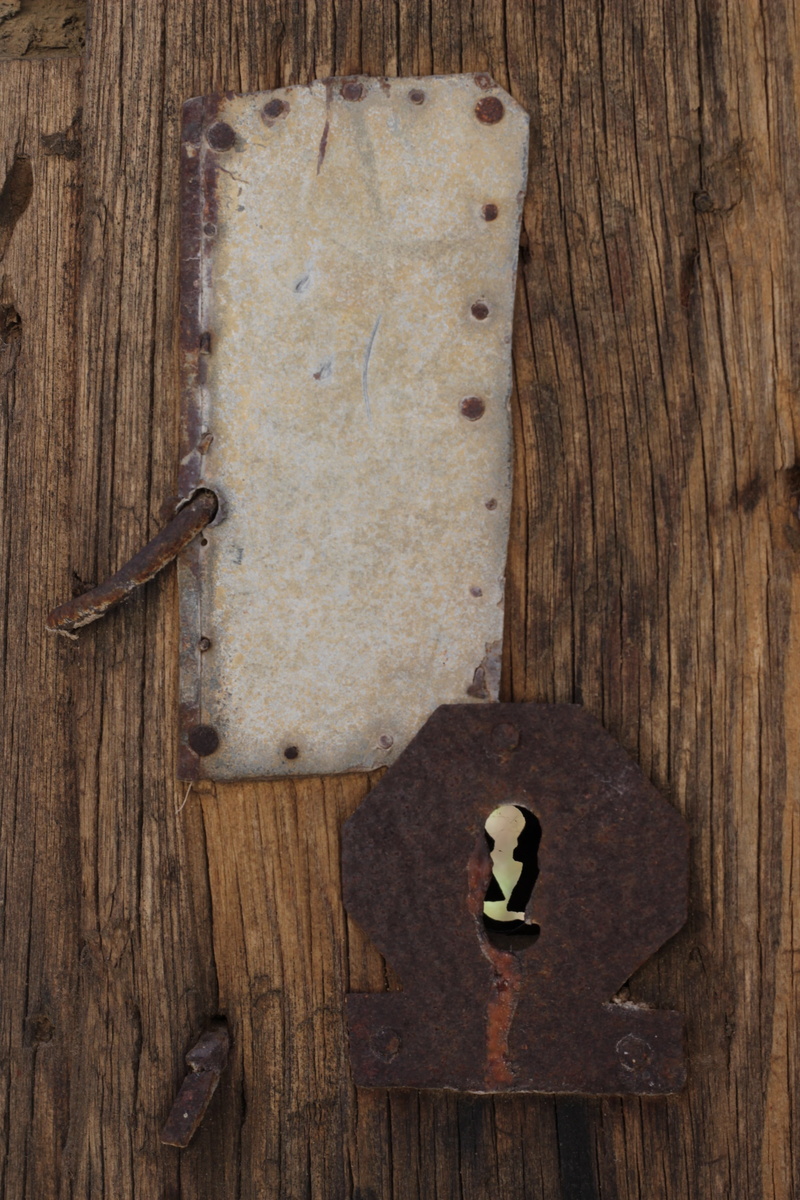 food and drink, high angle view, door, human representation, temptation, snack, brown, food, directly above, sweet, representation, creativity, keyhole